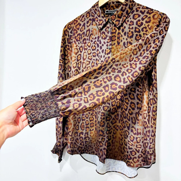 MELANIE LYNE Green leopard print  shirt - Picture 6 of 8